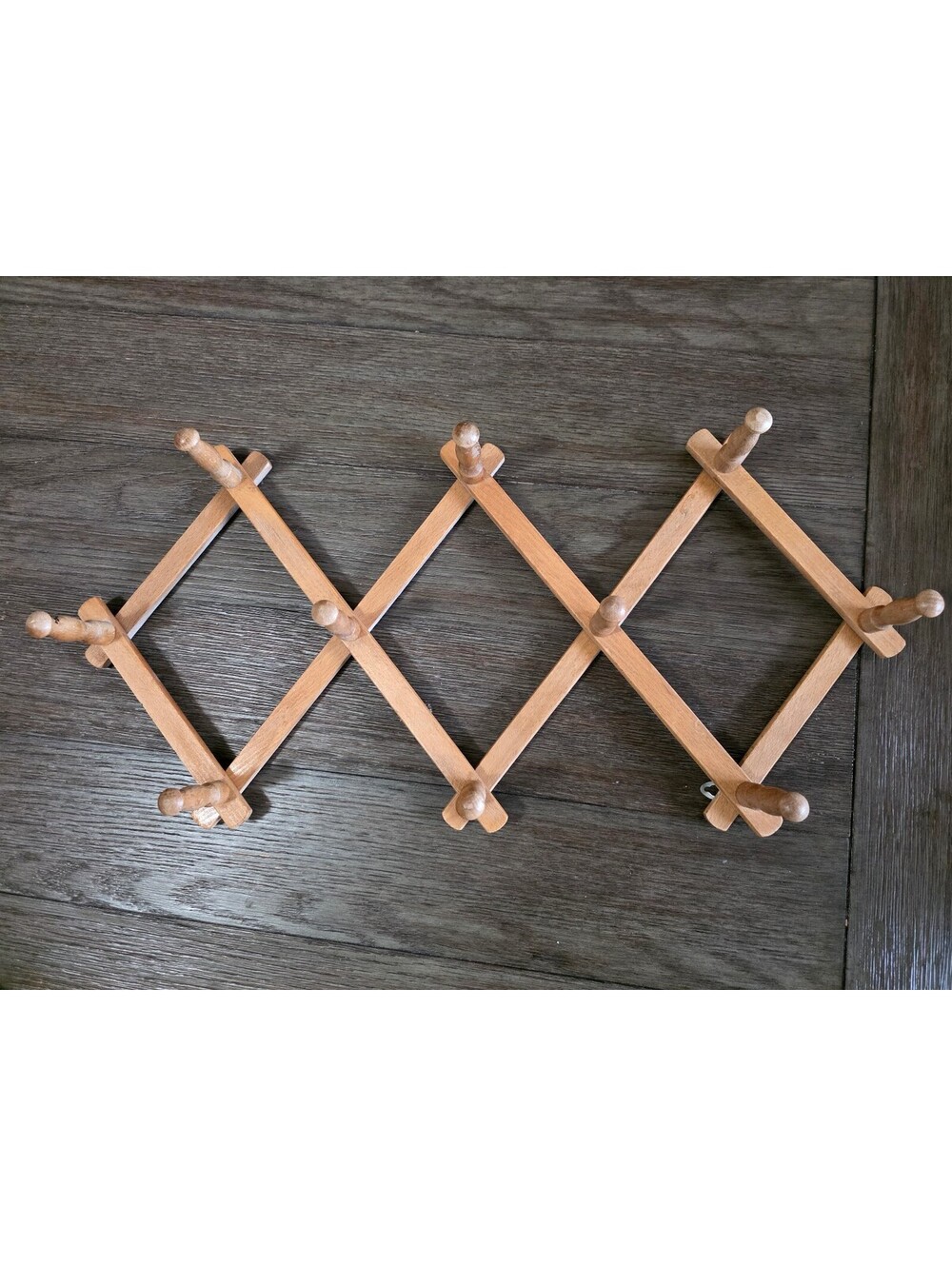 Vintage Wooden Expandable Wall-Mounted Coat Rack with Multiple Pegs